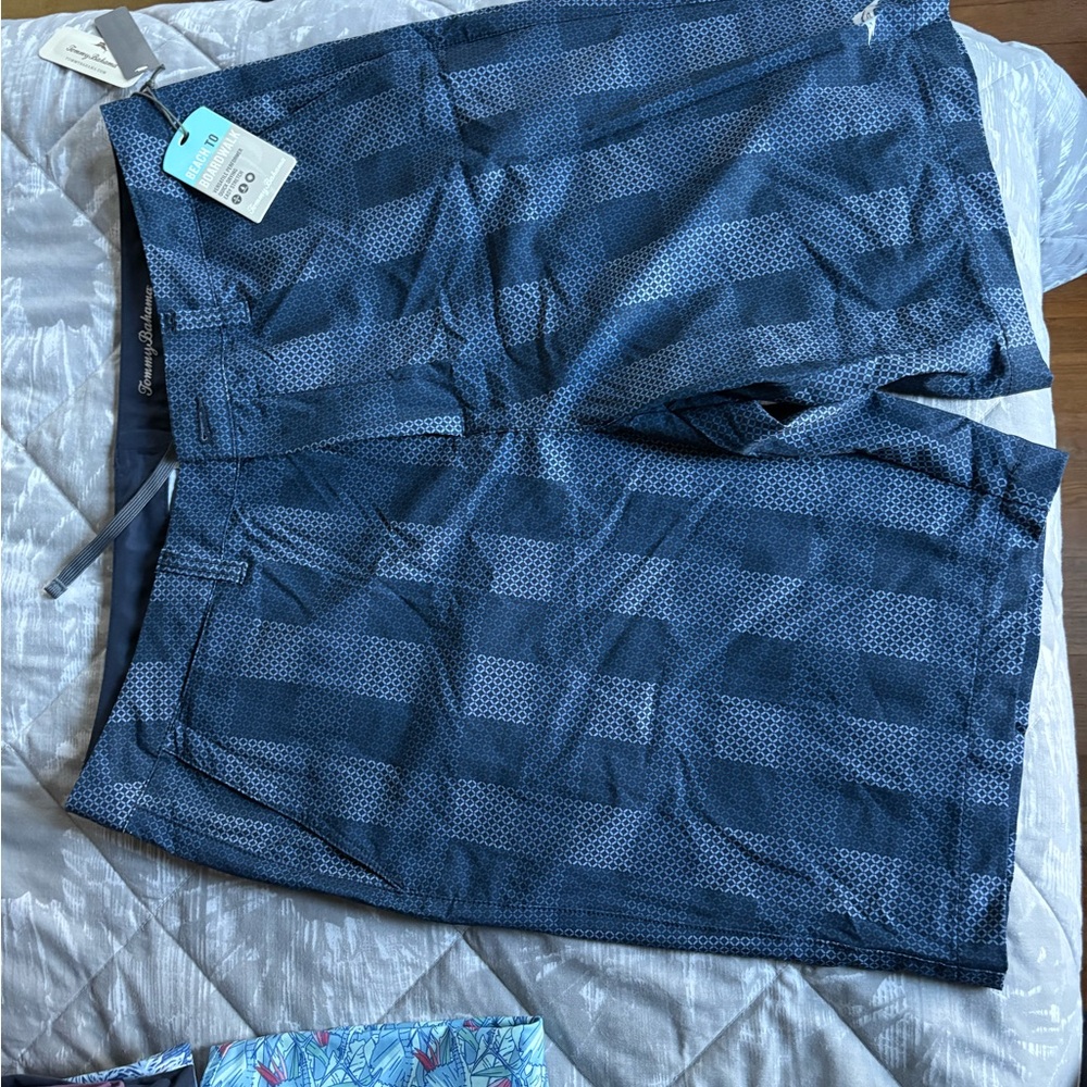 Navy Blue Geometric Men Shorts